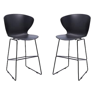 Set of 2 Contemporary Plastic Counter Height Bar Stools