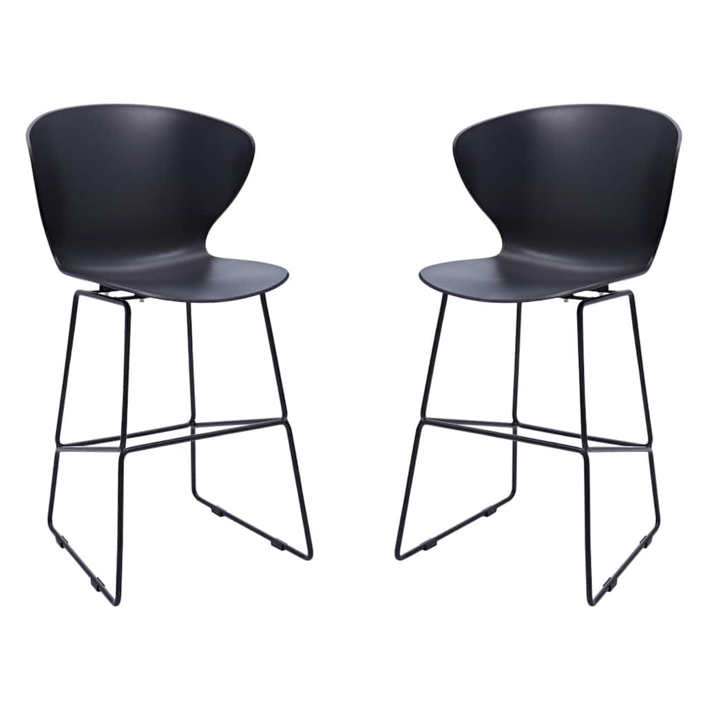 Set of 2 Contemporary Plastic Counter Height Bar Stools