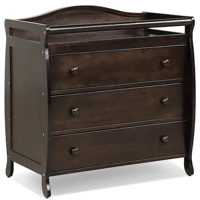 Baby Changing Table Infant Diaper with 3 Drawers and Safety Belt-Brown - 35.5" x 23" x 39" (L x W x H)