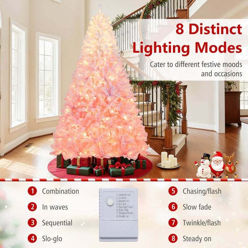 Costway 5/6/7/8 FT Artificial Christmas Tree with 180/250/350/470 Warm - See Details