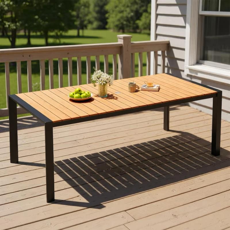 Outdoor Aluminum Patio Dining Table with Umbrella Hole
