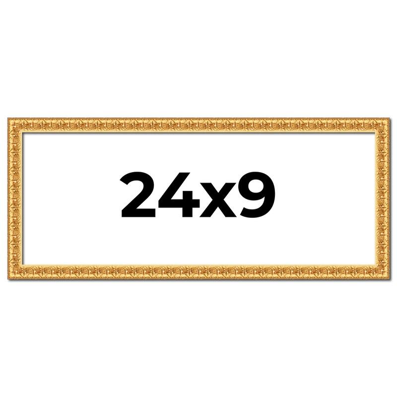 24x9 Frame Gold Real Wood Picture Frame Width 1 inches | Interior