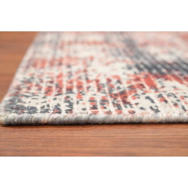 Hand Knotted Oriental Viscose Silk Carpet Modern Abstract Oranges & Rust Abstract Area Rug - 4' 0'' X 2' 0''