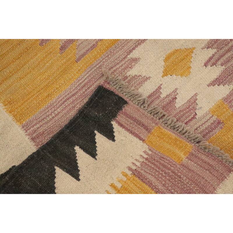 Hand Woven Oriental 100% Wool Carpet Southwestern Tribal Pink Kilim Area Rug - 5' 7'' X 3' 11''
