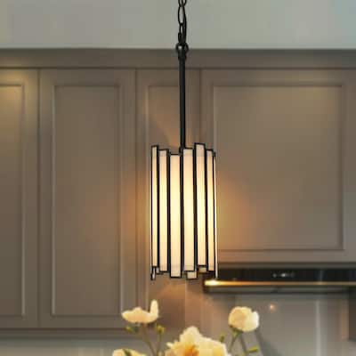 Tifany Modern 1-Light Mini Pendant Colored Black Glass Kitchen Island Light - D 4.3" x H 15.5"