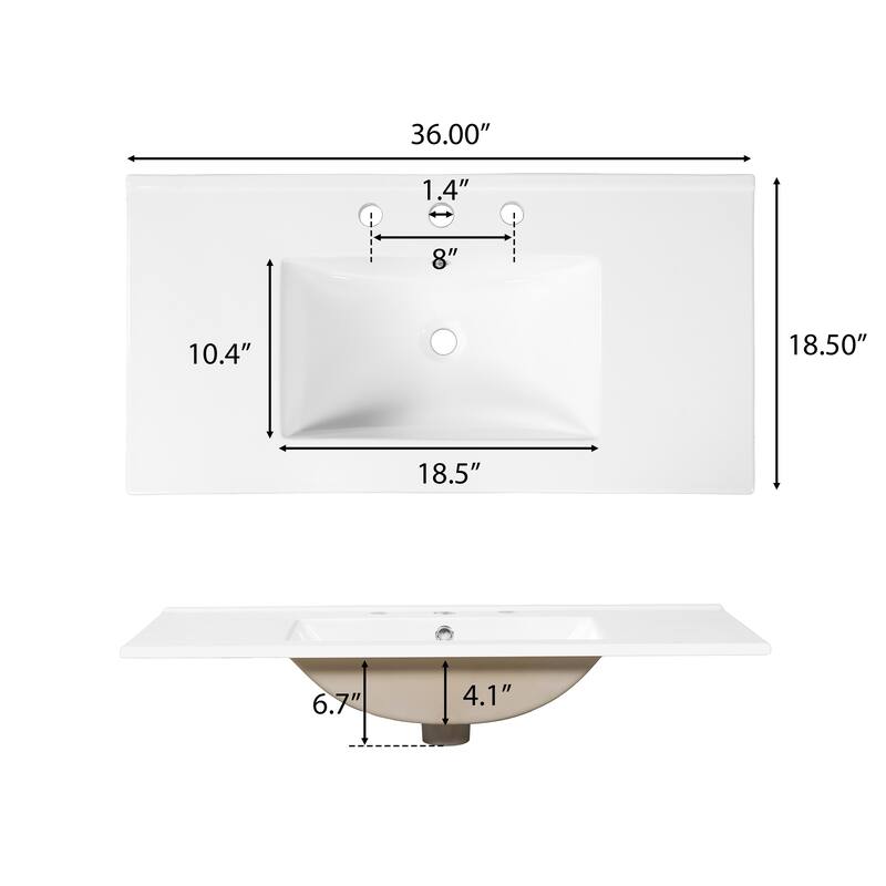Christopher Knight Home - Mid-Century Freestanding Bathroom Vanity with Ceramic Sink, Flip-Up & Dual Drawers