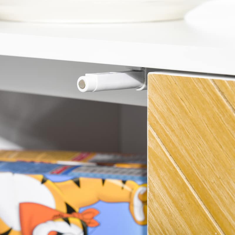 Push-to-Open Sideboard Buffet Cabinet, Kitchen Cabinet, Coffee Bar Cabinet with Chevron Pattern & Adjustable Shelf