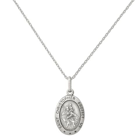 Sterling Silver Saint Christopher Medal with 18-inch Cable Chain by Versil