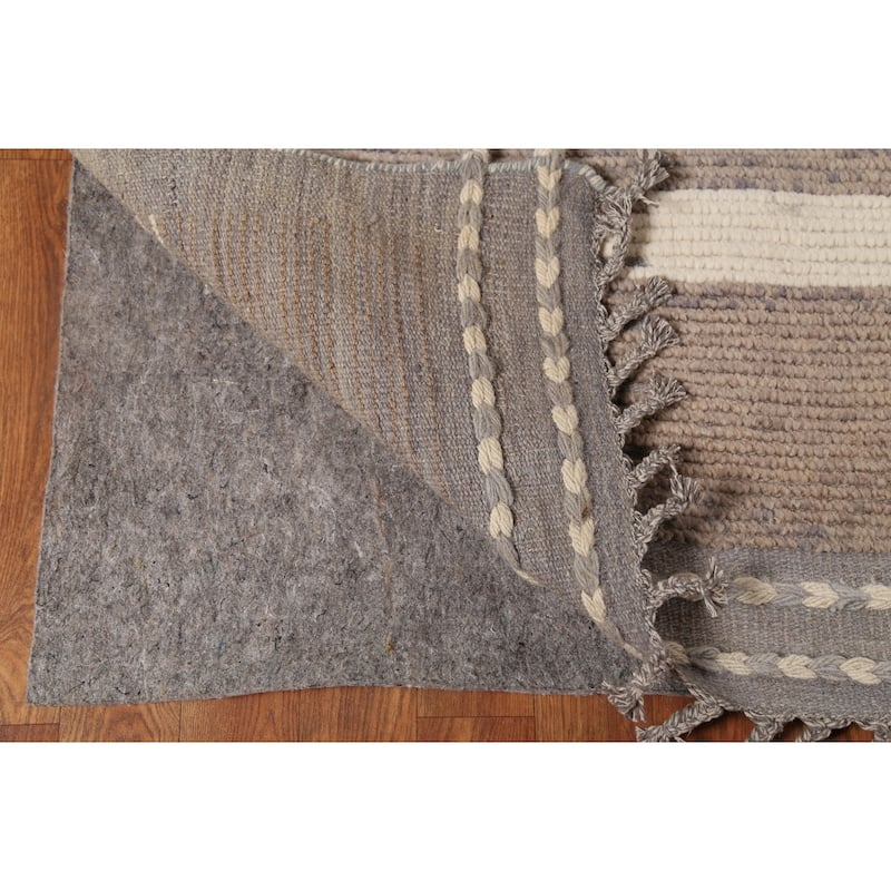 Abstract Moroccan Earth Tone Area Rug Hand-Knotted Wool Carpet - 8'11"x 12'7"