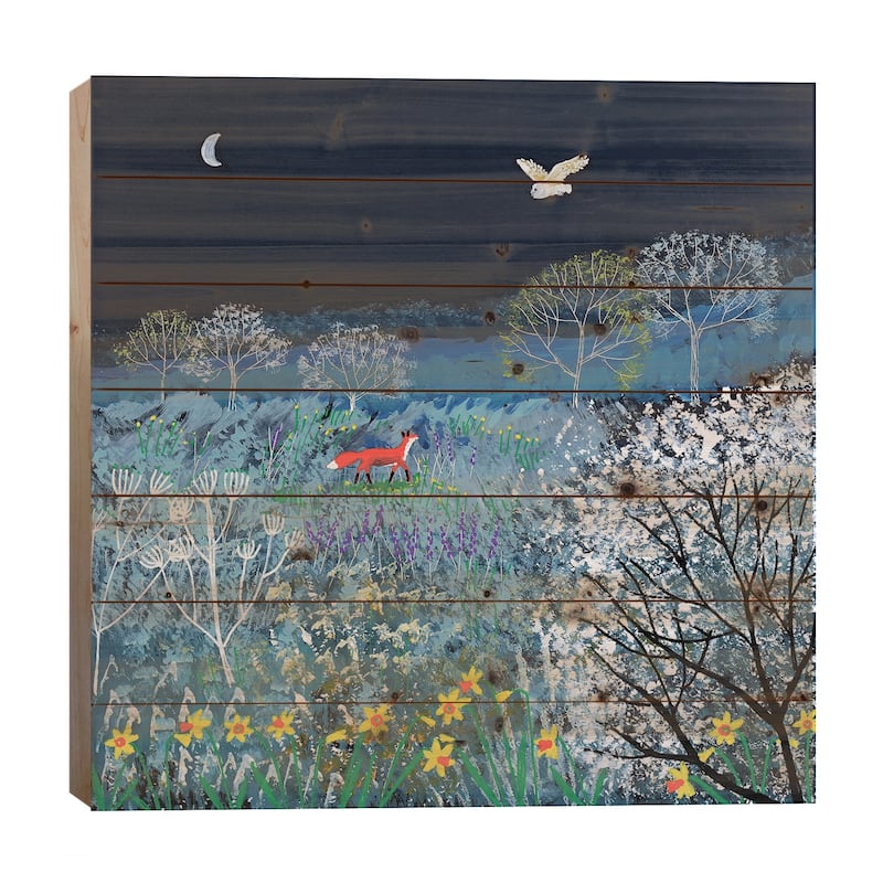 Spring Night Print On Wood by Jo Grundy - Multi-Color - 26x26x1.5
