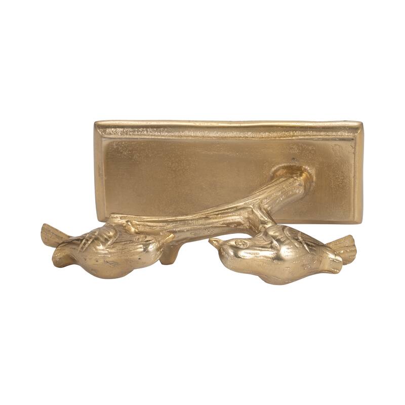 Decorative Metal Charming Birds Figurine - 10", Gold & Metallic - 9.5"