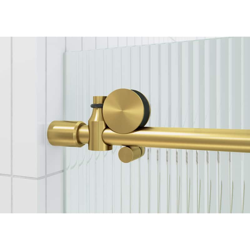 Galaxy 60 in. x 78 in. Fully Frameless Fluted Glass Sliding Shower