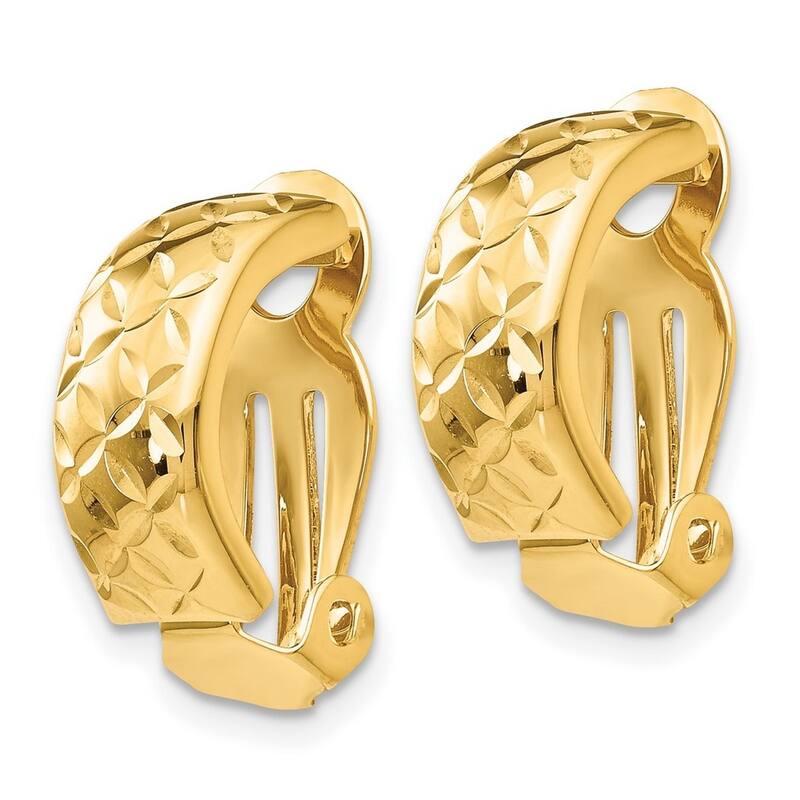 Curata 14k Yellow Gold Satin Non Pierced Earrings - 18x10mm