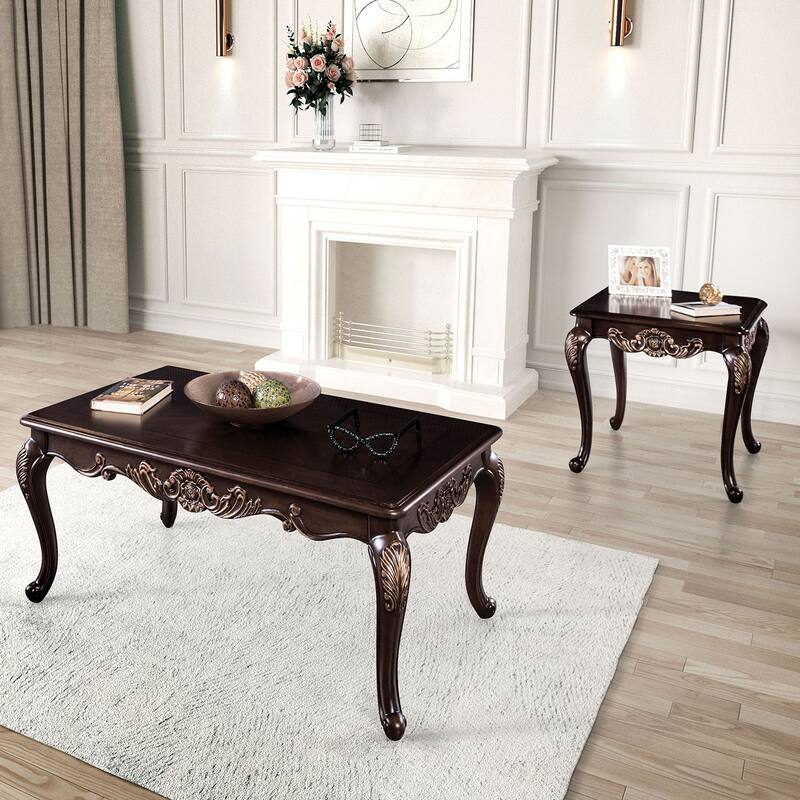 Furniture of America Porta Traditional 2-Piece Dark Cherry Wood Accent Table Set - Dark Cherry
