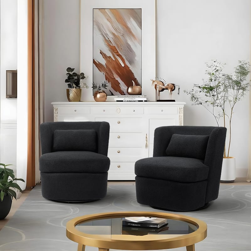 2Set 360°Swivel Barrel Chair with Cushion