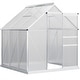 preview thumbnail 11 of 15, Outsunny Aluminum Greenhouse Polycarbonate Walk-in Garden Greenhouse Kit with Adjustable Roof Vent, Rain Gutter and Sliding Door