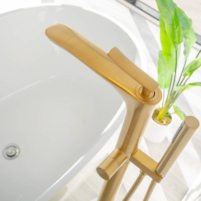 SevenFalls 8047 Single Handle Floor Mounted Tub Filler with Handheld Shower