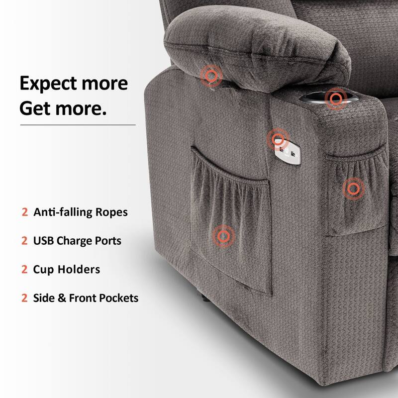 MCombo Small Power Lift Recliner Chair with Massage and Heat for Short Elderly People, Fabric 7569