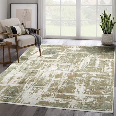 Abani Savoy SAV140A Contemporary Green Abstract Area Rug