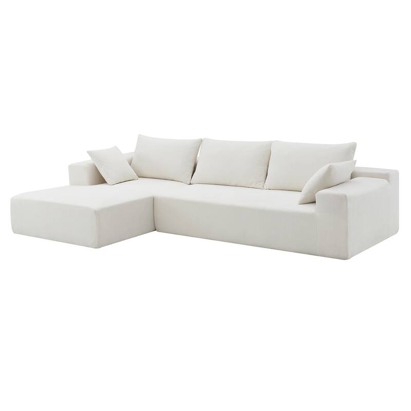 109*68" Modular Sofa Set, Cream Chenille, 2 PC, L-Shape, No Assembly