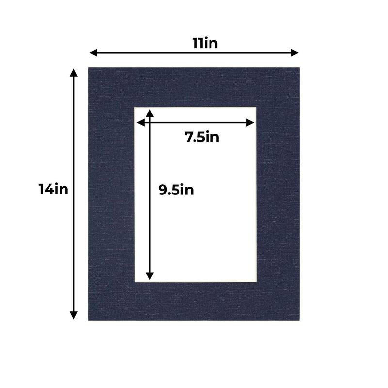 11x14 Mat for 8x10 Photo - Navy Canvas Texture Matboard for Frames Measuring 11 x 14 In- To Display Art Measuring 8 x 10 Inches