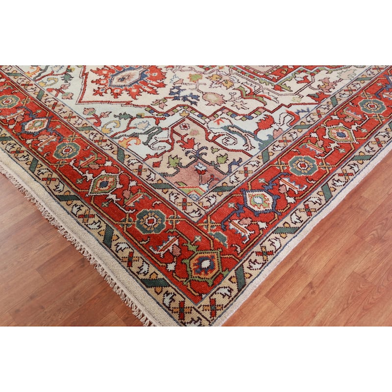 Heriz Serapi Oriental Area Rug Handmade Wool Carpet - 9'1" x 12'0"