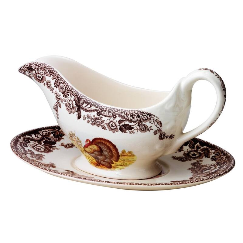 Spode Woodland Sauceboat and Stand - 11 Oz - Turkey