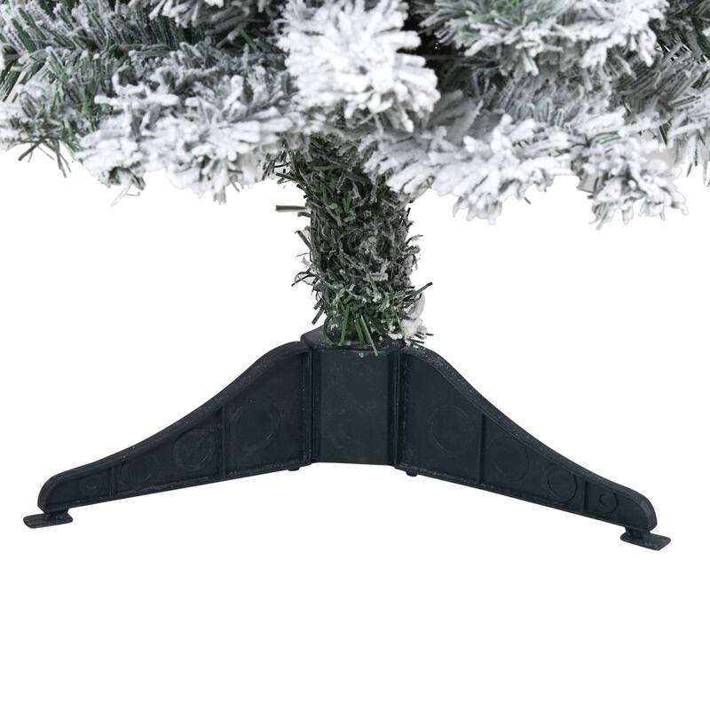 3ft. Flocked Spruce Artificial Christmas Tree with 50 Clear LED Lights - Compact Snowy Holiday X-Mas Accent