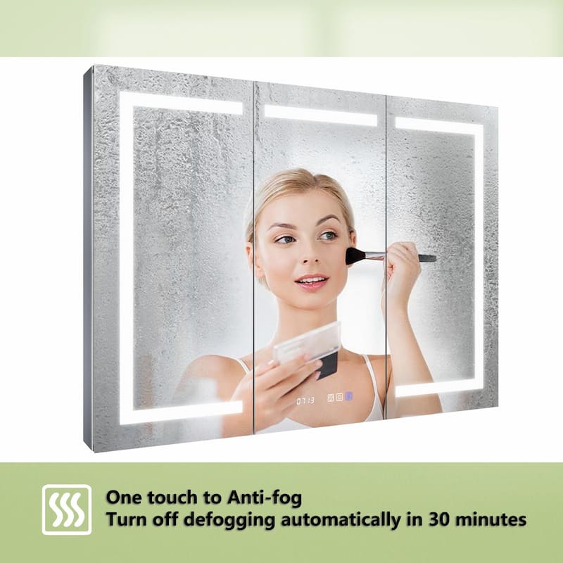 ExBrite LED Lighted Bathroom Medicine Cabinet with Mirror, Recessed or Surface