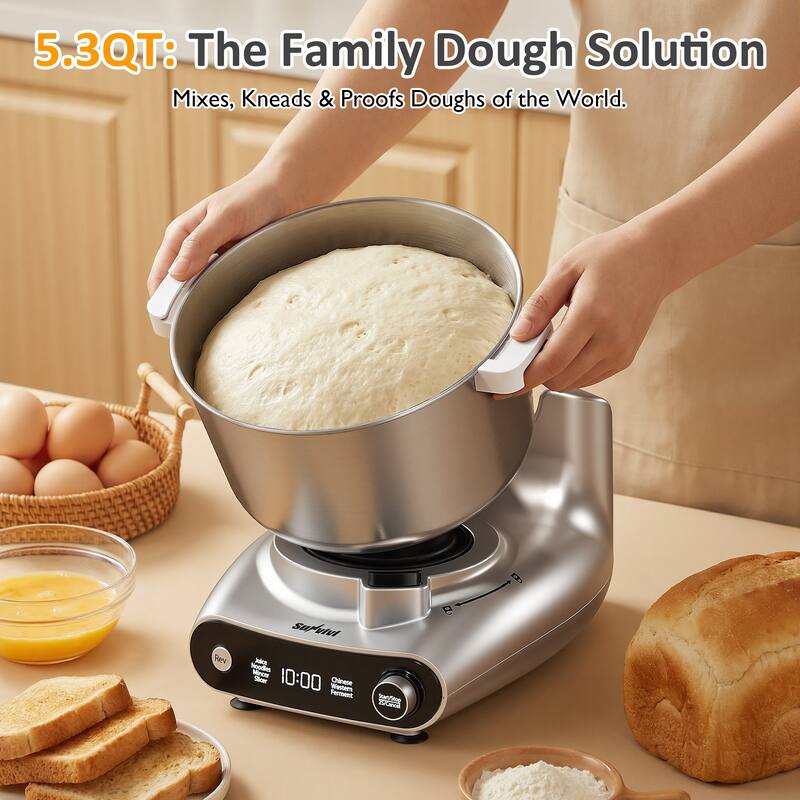 4-in-1 Multifunction Stand Mixer with Fermentation, 5.3QT Electric Dough Mixer