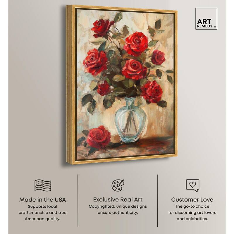 Ruby Roses in Riad Glass Canvas by Art Remedy