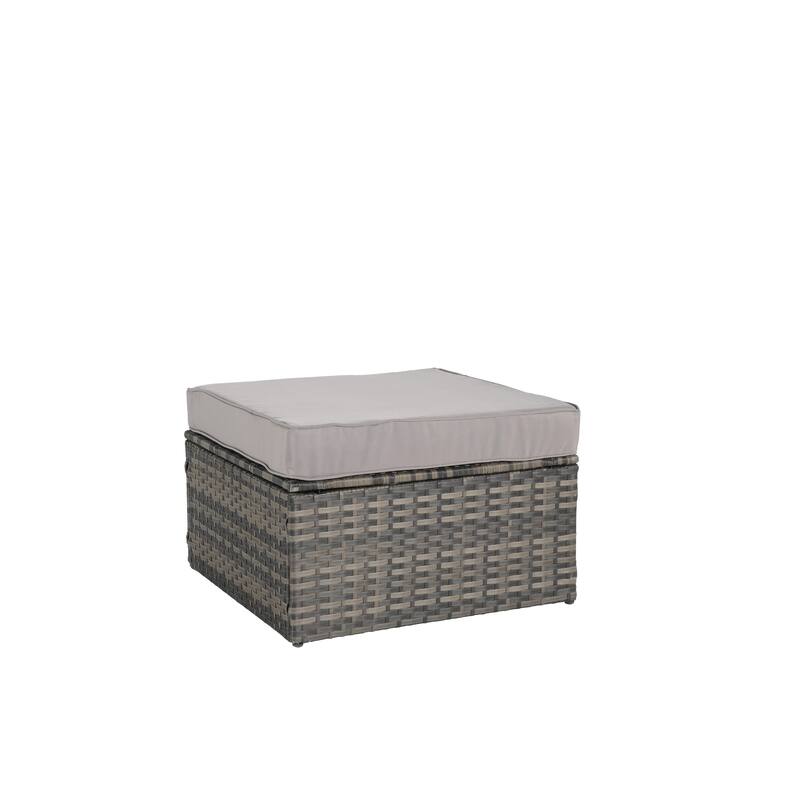 8 Piece Outdoor Patio Sofa Set, Sectional L- Shaped Patio Furniture Wicker Patio Conversation Set - Dark Gray