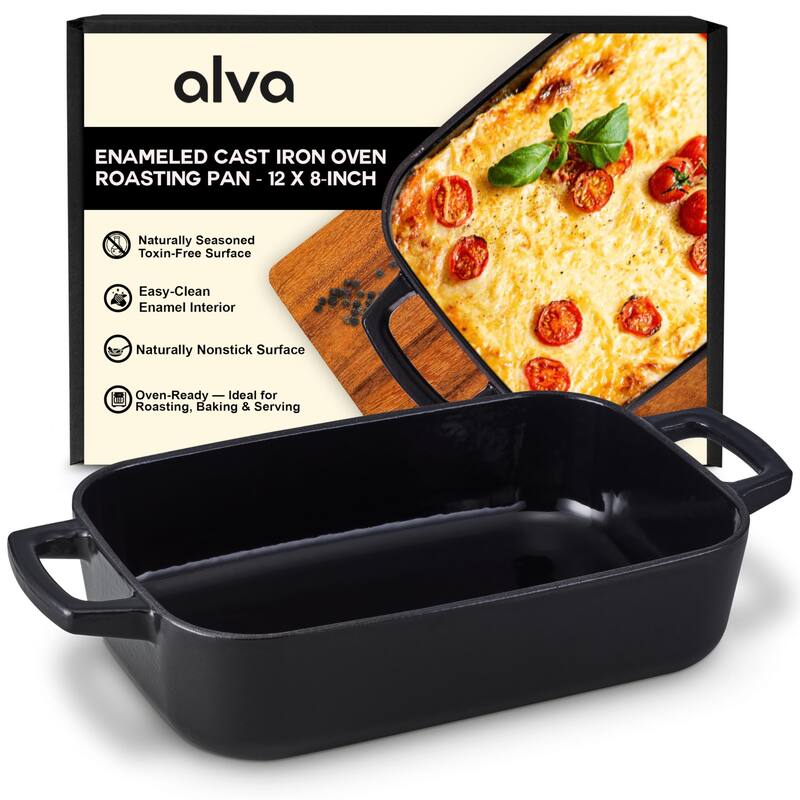 Alva Nori Enameled Cast Iron Oven Dish Roasting Pan - 12" x 8" - 12"x8"