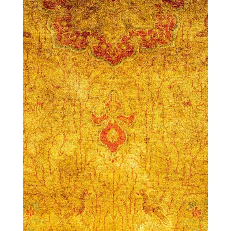 Overton Hand Knotted Wool Vintage Inspired Modern Contemporary Overdyed Gold Area Rug - 3' 2" x 5' 2"