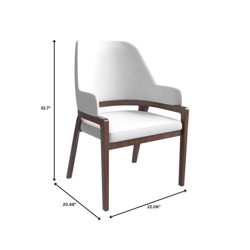 Ethora Leather Dining Chair with Curved Open Back and Rubberwood Legs