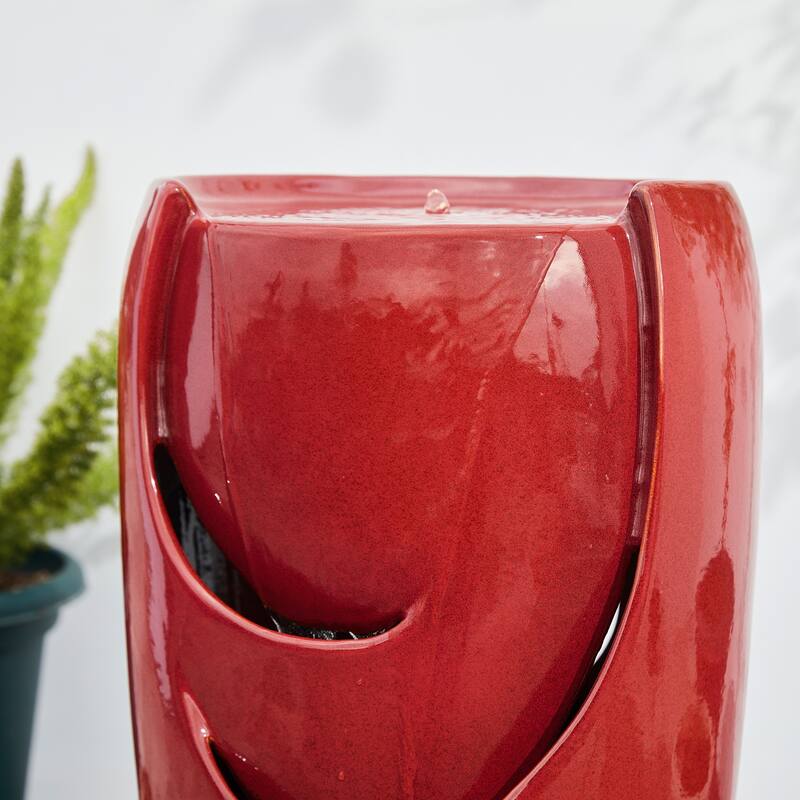 Glitzhome 30"H Oversized LED Ceramic Fountain