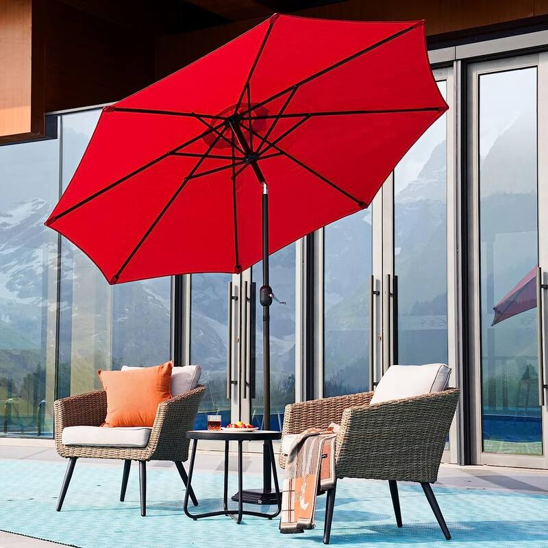 Patio 9FT Enhanced Aluminum Patio Umbrella, UV Protected outdoor Umbrella with Auto Crank and Push Button Tilt