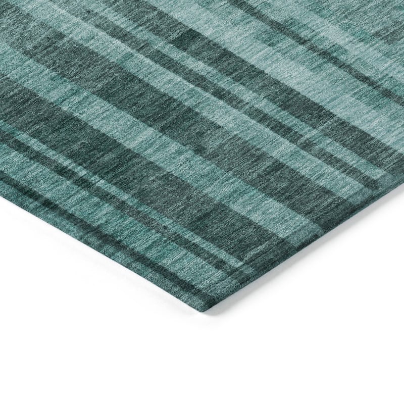 Machine Washable Indoor/ Outdoor Modern Stripes Chantille Rug