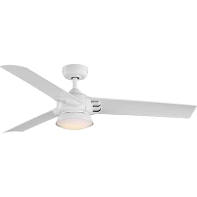 Edwidge Collection 3-Blade White 52-Inch DC Motor LED Contemporary Ceiling Fan - 52 in x 52 in x 13.55 in