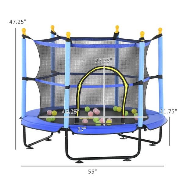 slide 2 of 7, Trampoline with Safety Enclosure & Ball Pit for Indoor or Outdoor Use Kids