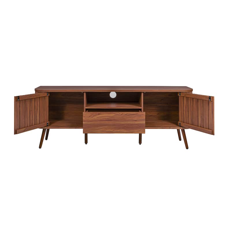 Finley 70 in. Farmhouse Curved TV Stand with Drawer and Storage Doors Fits TVs up to 75 in. with Cable Management, by JONATHAN Y