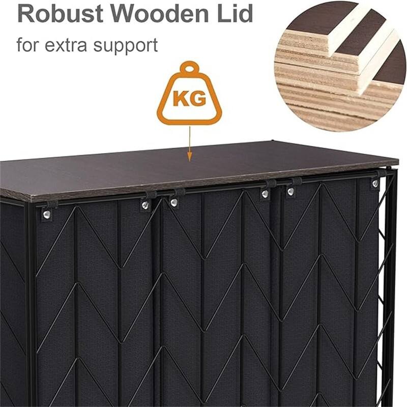 Laundry Basket with Wheels, 142L Laundry Hamper 3 Section with Lid - 28.35"L x 13"W x 26.4"H