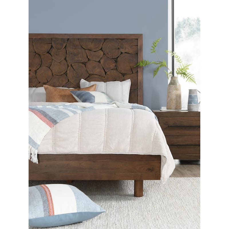 Classic Home Jaxon Acacia Wood Bed in Cocoa Brown