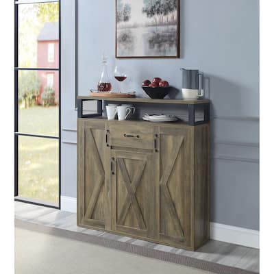 Abiram Rustic Oak Finish Server
