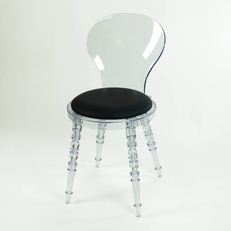 Nova Fanned Back Acrylic Chairs with Leatherette Padded Seats - Set of 2