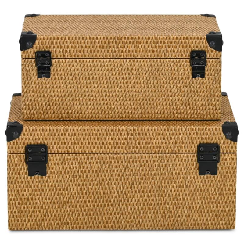 Weave Style Wicker Rectangular Nesting Boxes - 12.25" - Brown - Set of 2