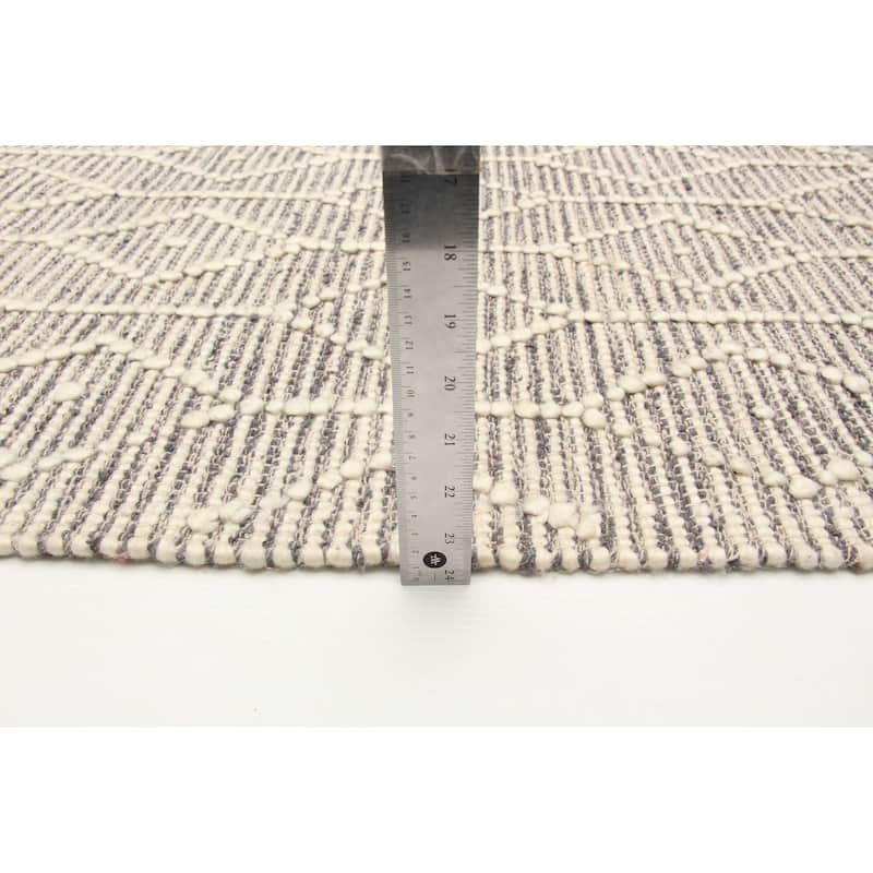ECARPETGALLERY Braid weave Sienna Grey Wool Rug - 5'0 x 7'10