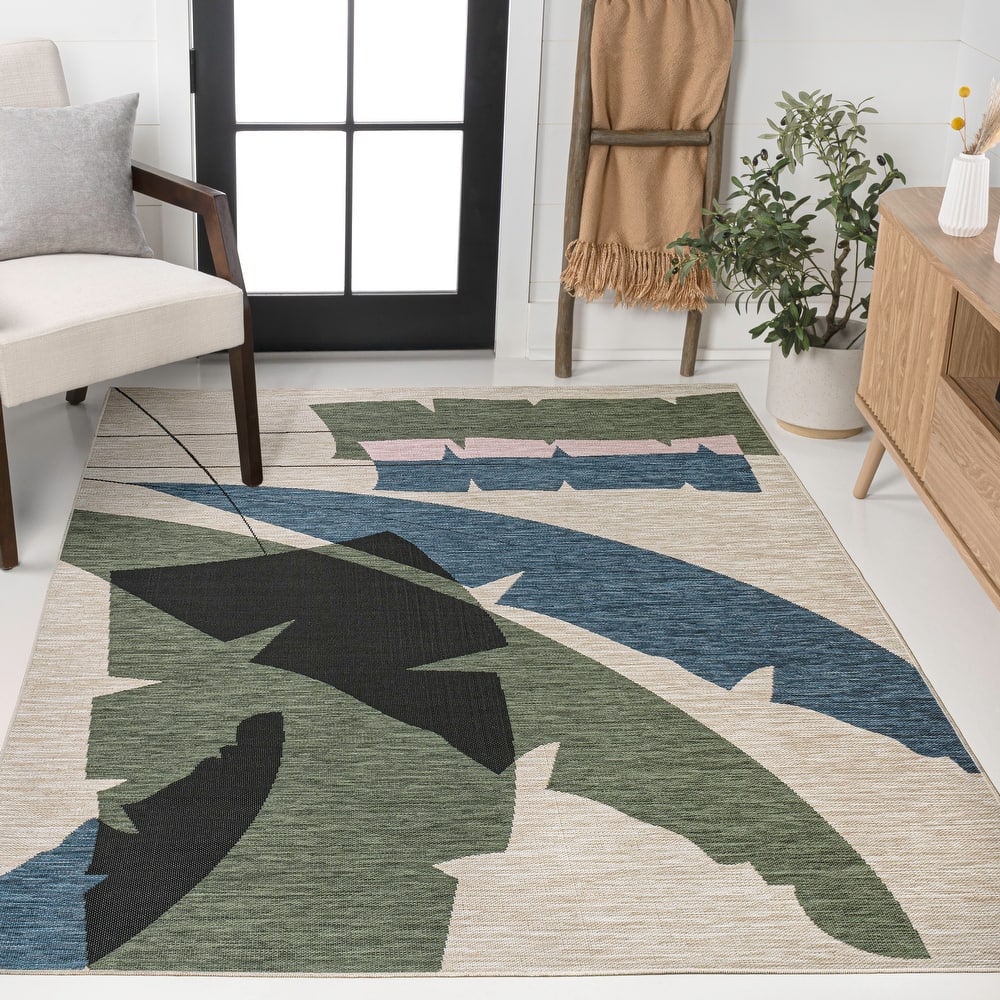 JONATHAN Y Shelby Coastal Vintage Abstract Palm Leaf Indoor/Outdoor Area Rug