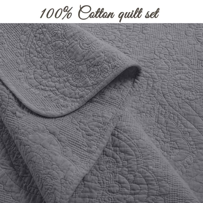 Gracewood Hollow Golding Medallion Cotton Solid (White, Ivory or Gray) Quilt Bedding Set