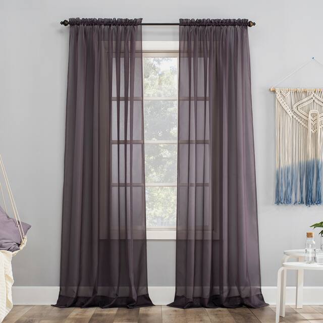 No. 918 Emily Voile Sheer Rod Pocket Curtain Panel, Single Panel - 59x84 - Fig